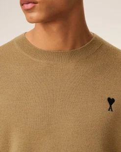 Pull Marron Col Rond Ami De Coeur En Laine