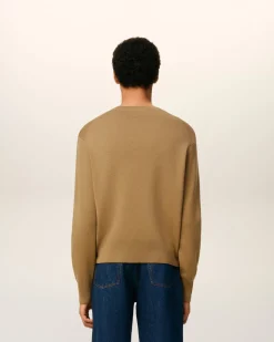 Pull Marron Col Rond Ami De Coeur En Laine