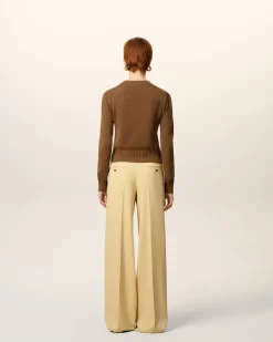 Pull Marron Col Rond Ami De Coeur En Cachemire