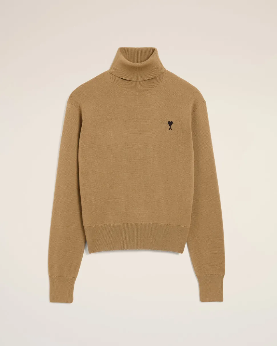 Pull Marron Col Roulé Ami De Coeur En Laine