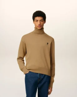 Pull Marron Col Roulé Ami De Coeur En Laine