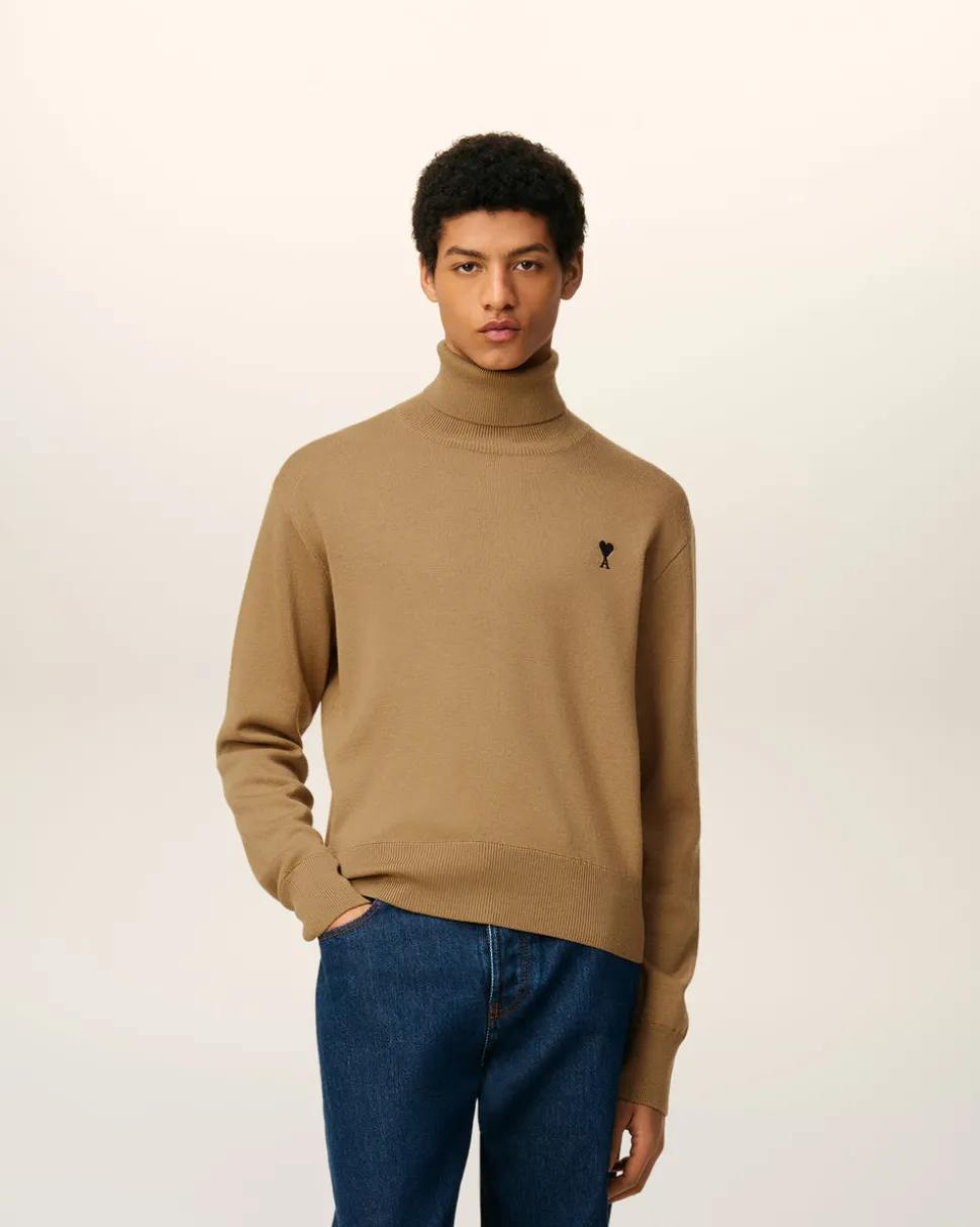 Pull Marron Col Roulé Ami De Coeur En Laine