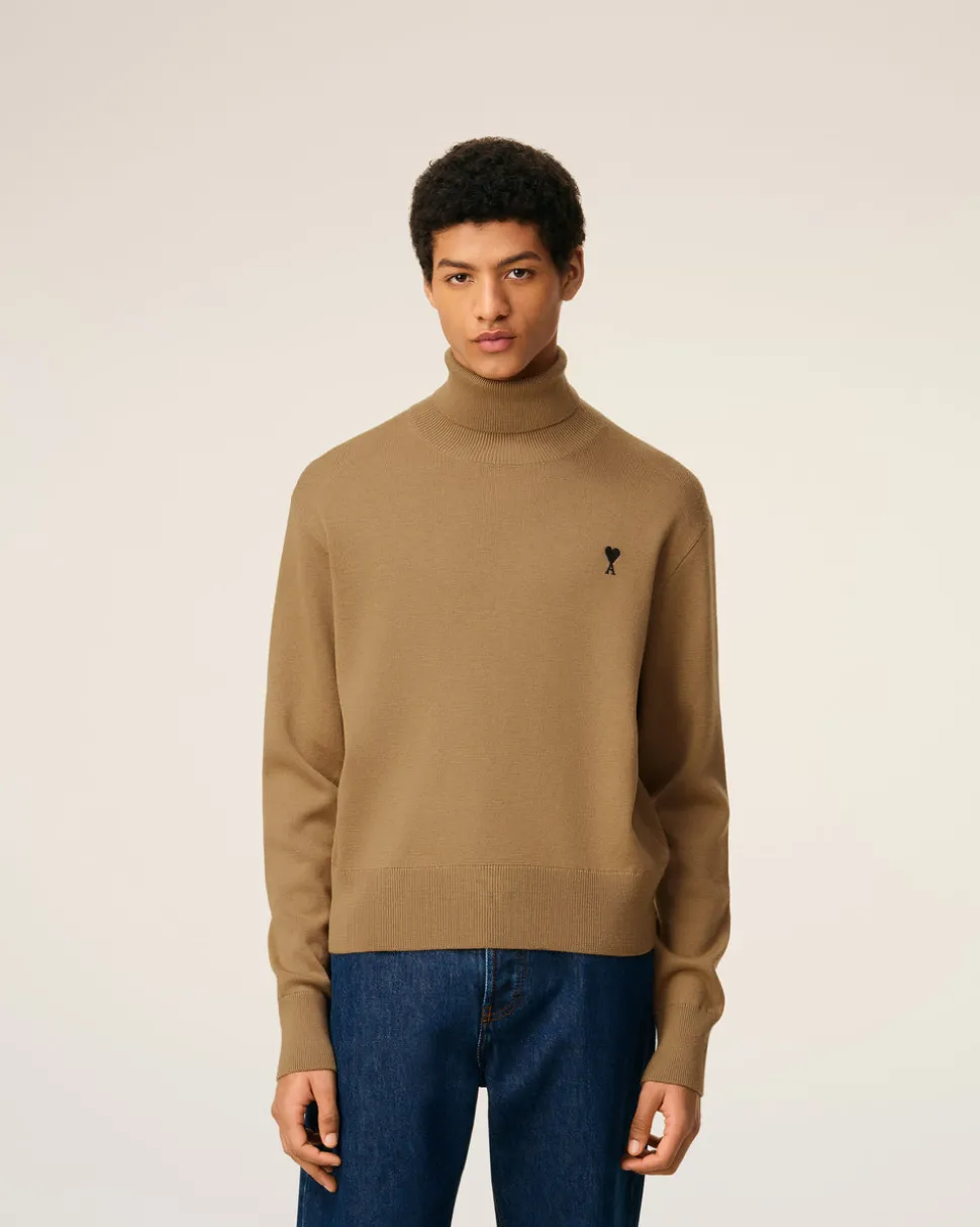 Pull Marron Col Roulé Ami De Coeur En Laine