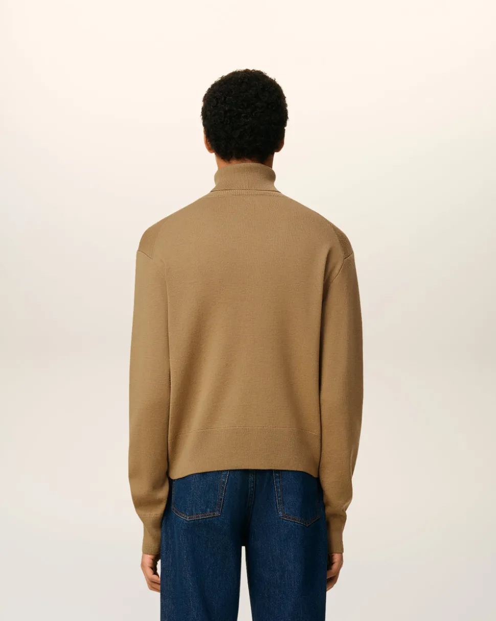 Pull Marron Col Roulé Ami De Coeur En Laine