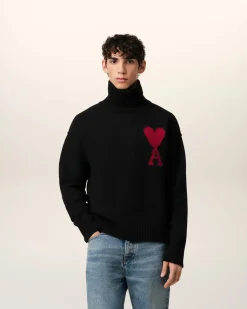 Pull Noir Ami de Coeur En Laine