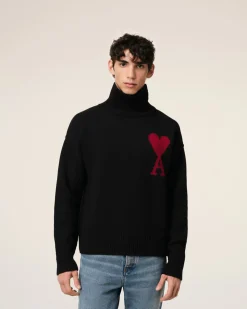 Pull Noir Ami de Coeur En Laine
