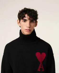 Pull Noir Ami de Coeur En Laine