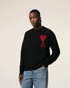 Pull Noir Ami de Coeur En Laine