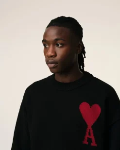 Pull Noir Ami de Coeur En Laine