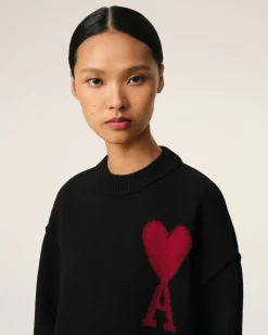 Pull Noir Ami de Coeur En Laine