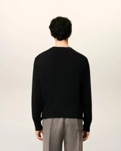 Pull Noir Col Rond Ami De Coeur En Laine