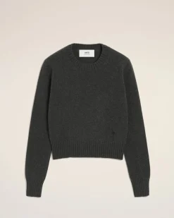 Pull Noir Col Rond Ami De Coeur En Cachemire