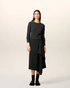 Pull Noir Col Rond Ami De Coeur En Cachemire