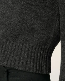 Pull Noir Col Rond Ami De Coeur En Cachemire