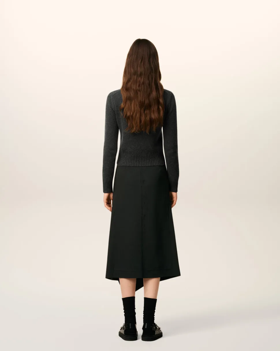 Pull Noir Col Rond Ami De Coeur En Cachemire