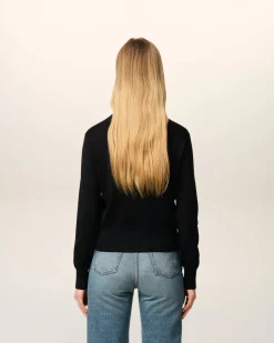 Pull Noir Col Rond Ami De Coeur En Laine