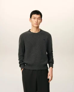 Pull Noir Col Rond Ami De Coeur En Cachemire