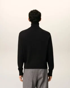 Pull Noir Col Roulé Ami De Coeur En Laine