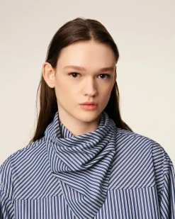 Robe Bleue Midi Bandana En Coton