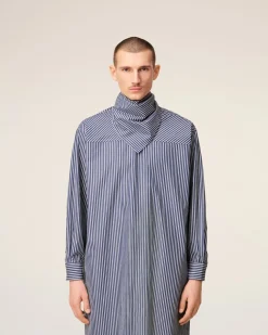 Robe Bleue Midi Bandana En Coton