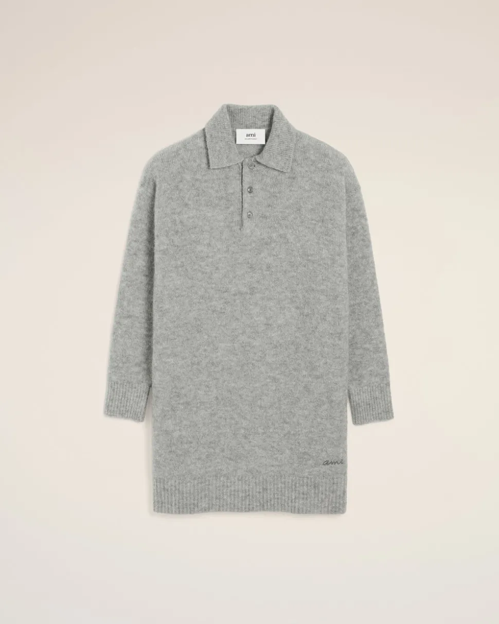Robe Polo Grise En Alpaga
