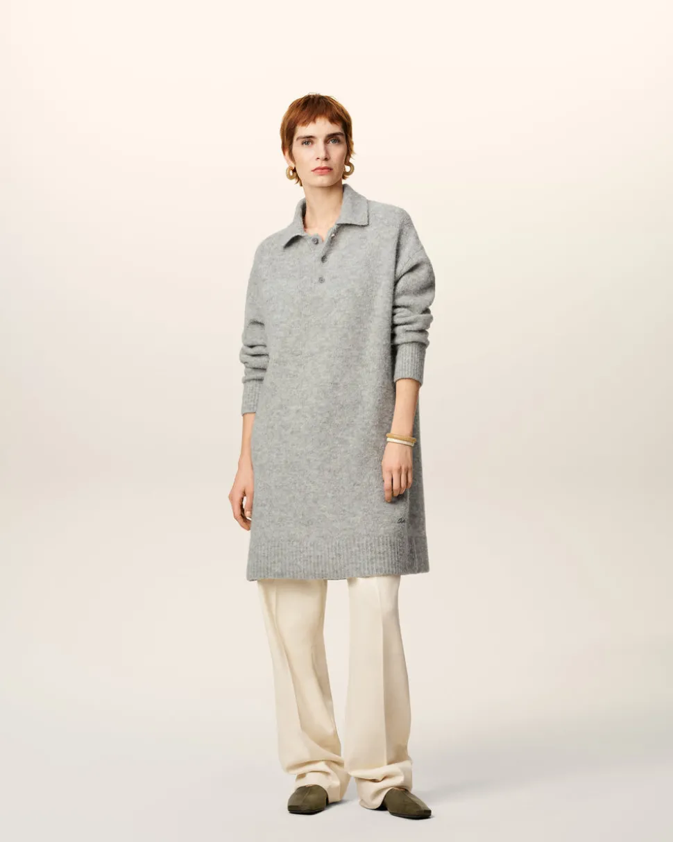 Robe Polo Grise En Alpaga