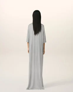 Robe Polo Grise Longue Manches Courtes En Coton