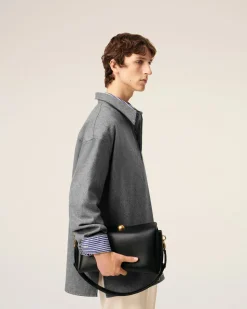 Sac Noir Carrousel Moyen En Cuir Lisse