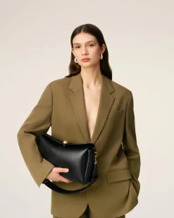 Sac Noir Carrousel Moyen En Cuir Lisse