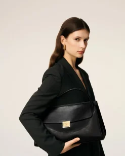 Sac Noir Mimi En Cuir Lisse