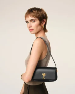 Sac Porté Épaule Paris Paris Noir En Cuir