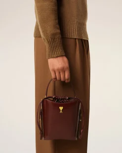 Sac Seau Bordeaux Mini Paris Paris En Cuir Glacé