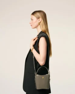 Sac Seau Gris Mini Paris Paris En Cuir Glacé