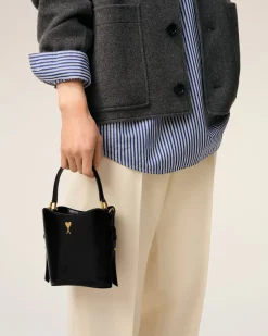 Sac Seau Noir Mini Paris Paris En Cuir Glacé