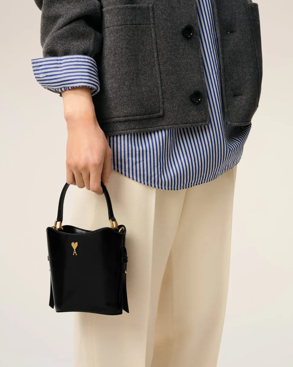 Sac Seau Noir Mini Paris Paris En Cuir Glacé