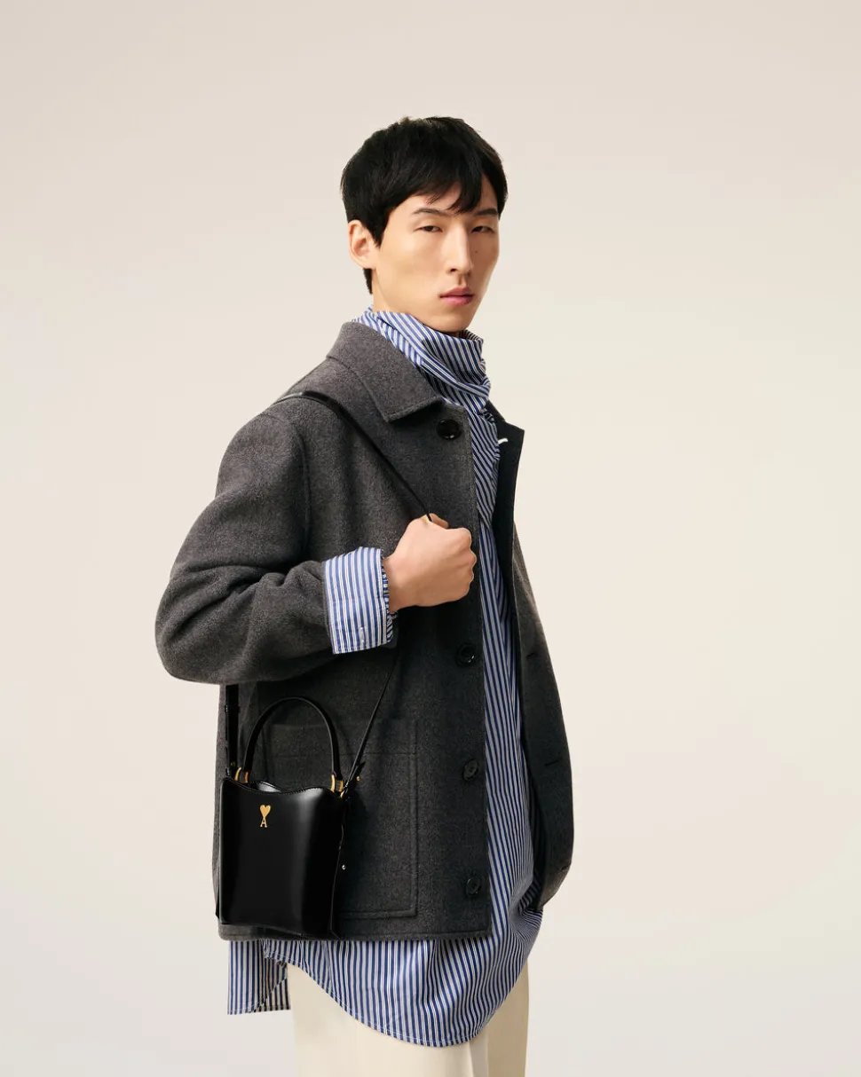 Sac Seau Noir Mini Paris Paris En Cuir Glacé