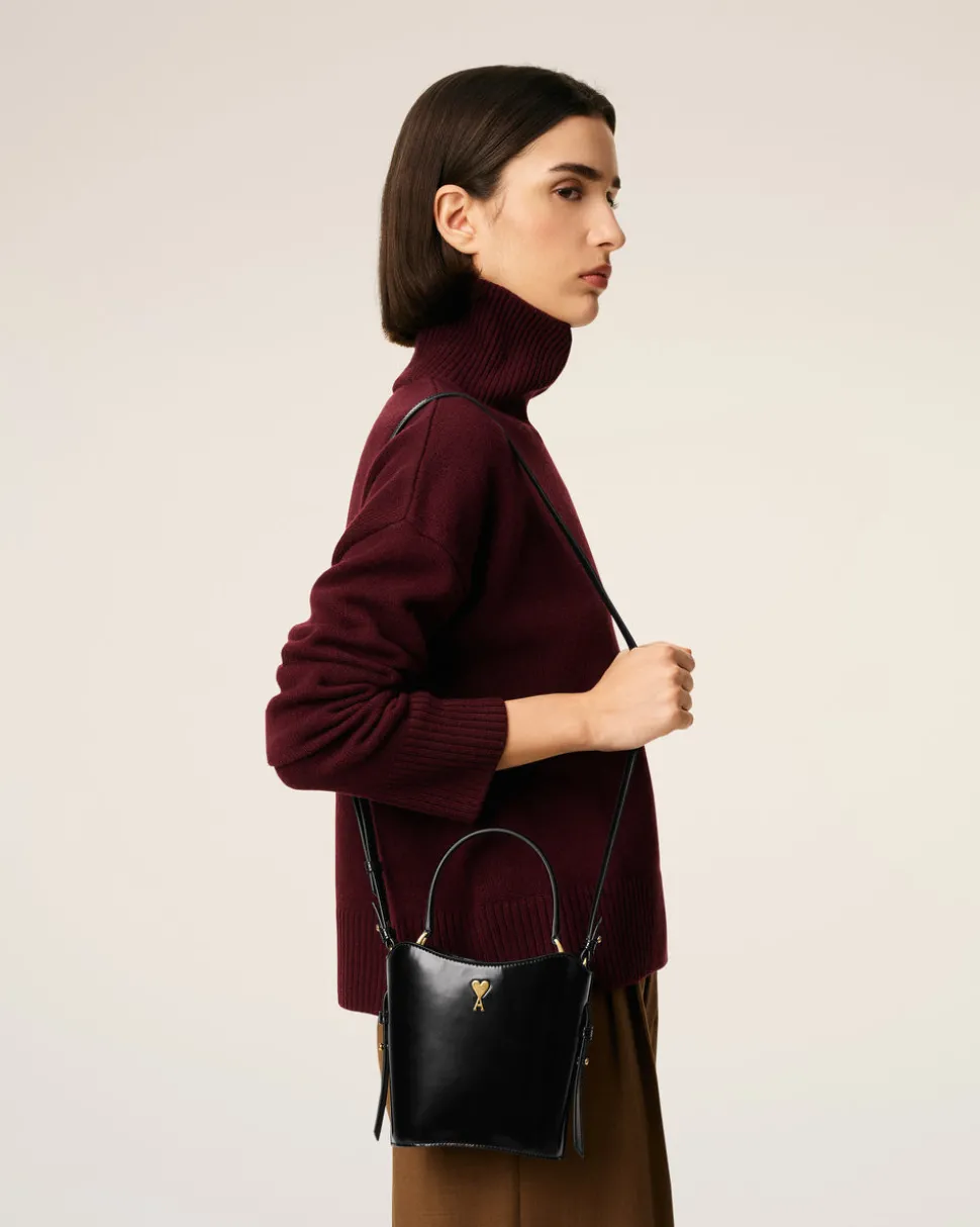 Sac Seau Noir Mini Paris Paris En Cuir Glacé