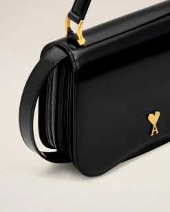 Sac Top Handle Noir Paris Paris En Cuir Glacé