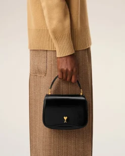 Sac Top Handle Noir Paris Paris En Cuir Glacé