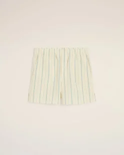 Short Beige Rayé En Coton