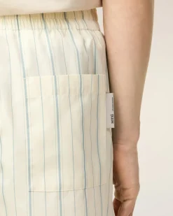 Short Beige Rayé En Coton