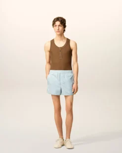 Short Bleu En Taffetas