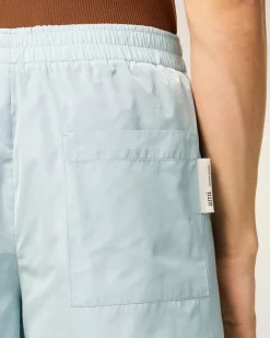 Short Bleu En Taffetas