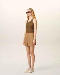 Short Marron En Taffetas