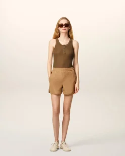 Short Marron En Taffetas