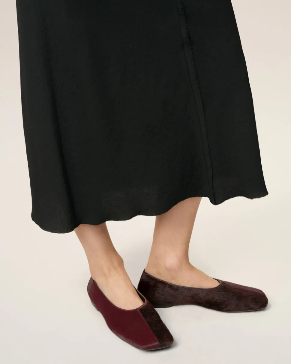 Souliers Bordeaux Plat Bicolores En Cuir