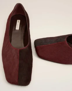 Souliers Bordeaux Plat Bicolores En Cuir