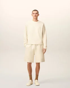 Sweatshirt Blanc Col Rond Manches Raglan En Coton