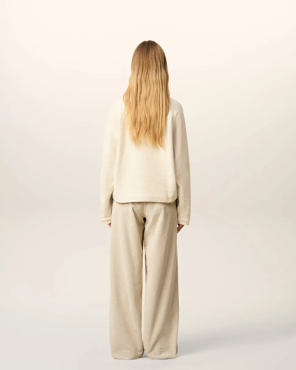 Sweatshirt Blanc Col Rond Manches Raglan En Coton