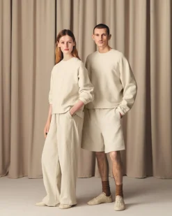 Sweatshirt Blanc Col Rond Manches Raglan En Coton